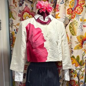 Talbots Pink and White Cropped Jacket